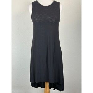 Michelle by Comune Burnout Hi Low Tank Dress Black Sheer Small Flowy